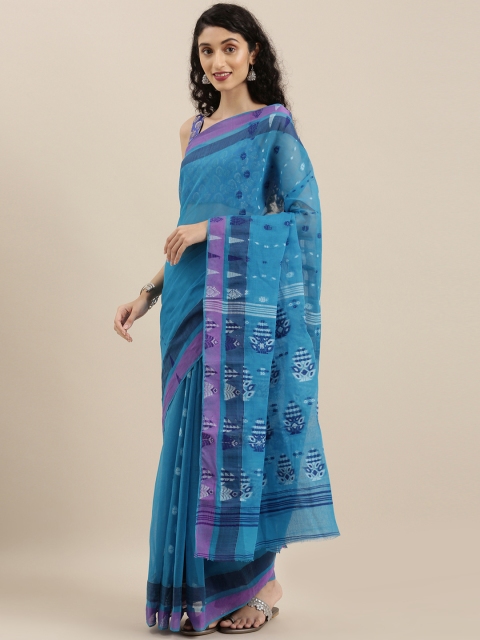 

The Chennai Silks Blue Pure Cotton Woven Design Jamdani Saree