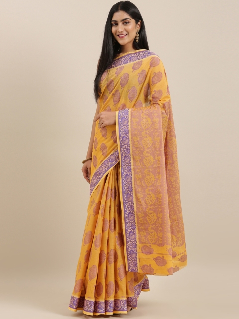 

The Chennai Silks Yellow Woven Design Pure Cotton Saree