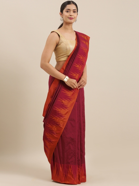 

The Chennai Silks Maroon Solid Pure Kadiyal Silk Saree