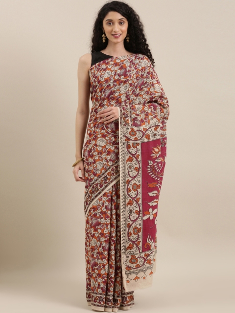 

The Chennai Silks Rust Orange & Pink Pure Cotton Printed Saree