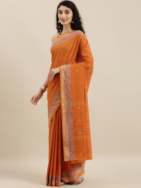 

The Chennai Silks Orange Pure Cotton Woven Design Chettinad Saree