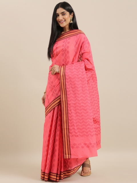 

The Chennai Silks Pink & Maroon Pure Cotton Woven Design Saree
