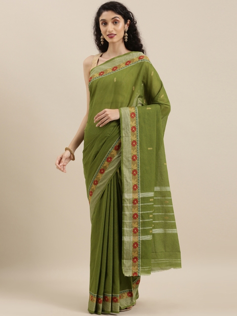 

The Chennai Silks Classicate Green Pure Cotton Woven Design Chettinad Saree