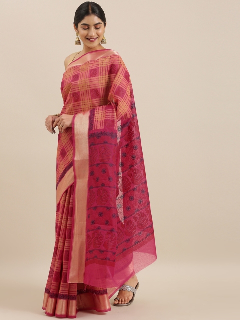 

The Chennai Silks Classicate Pink Checked Pure Cotton Saree