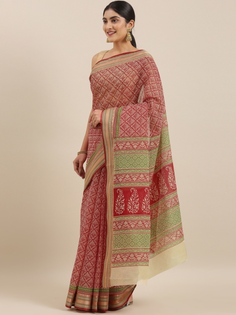 

The Chennai Silks Classicate Red & Beige Pure Cotton Printed Saree