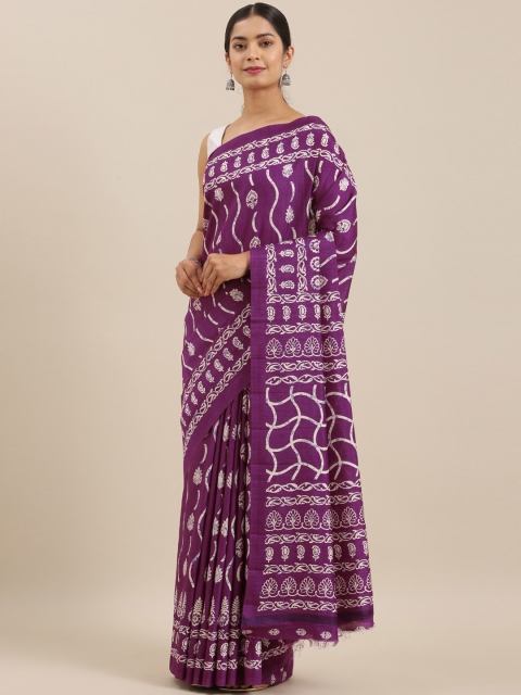 

The Chennai Silks Classicate Purple & White Batik Printed Saree