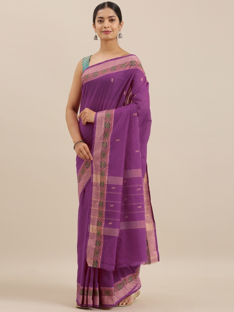 

The Chennai Silks Classicate Purple Pure Cotton Woven Design Chettinad Saree