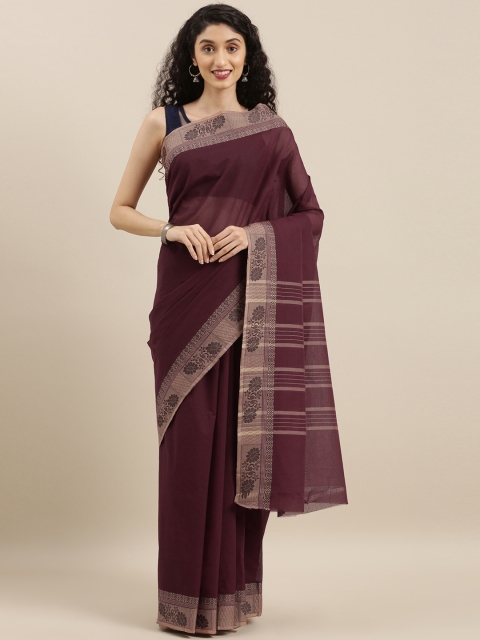 

The Chennai Silks Classicate Maroon Pure Cotton Solid Chettinad Saree