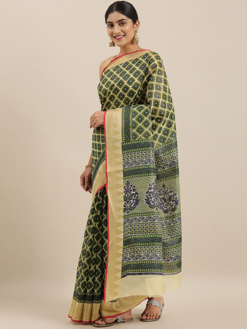 

The Chennai Silks Green Printed Pure Cotton Saree