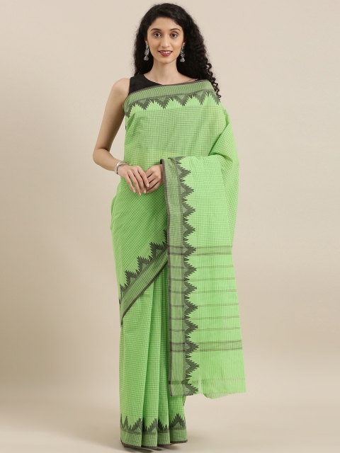 

The Chennai Silks Classicate Green & Black Pure Cotton Checked Chettinad Saree
