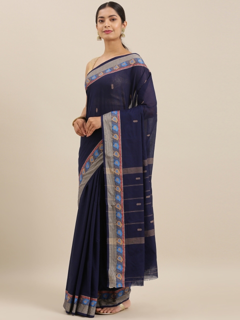 

The Chennai Silks Classicate Navy Blue Pure Cotton Woven Design Chettinad Saree