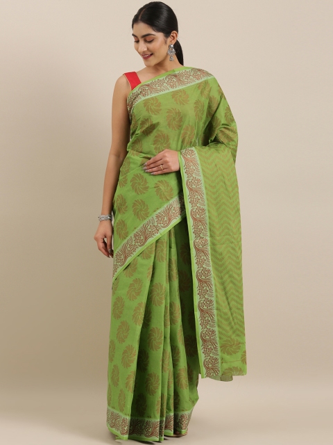 

The Chennai Silks Green & Maroon Pure Cotton Woven Design Saree