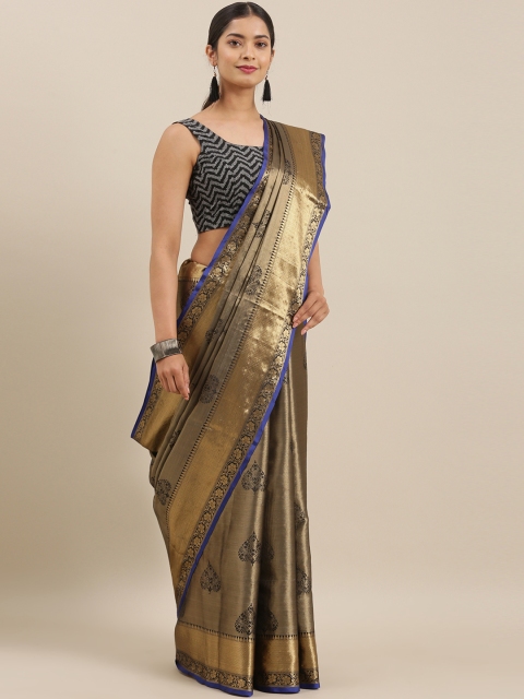 

The Chennai Silks Classicate Golden & Black Organza Woven Design Saree, Gold