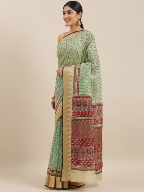 

The Chennai Silks Classicate Green Printed Pure Cotton Saree