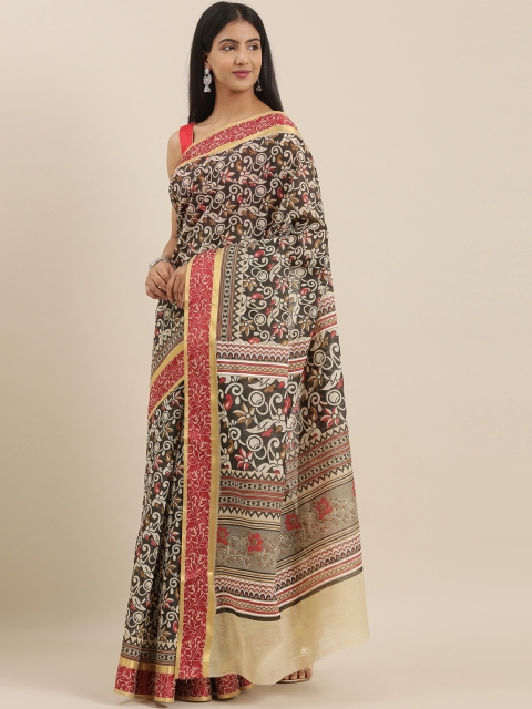 

The Chennai Silks Classicate Black & Beige Pure Cotton Printed Saree