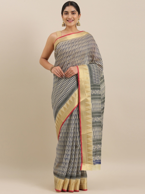 

The Chennai Silks Grey Printed Pure Cotton Saree