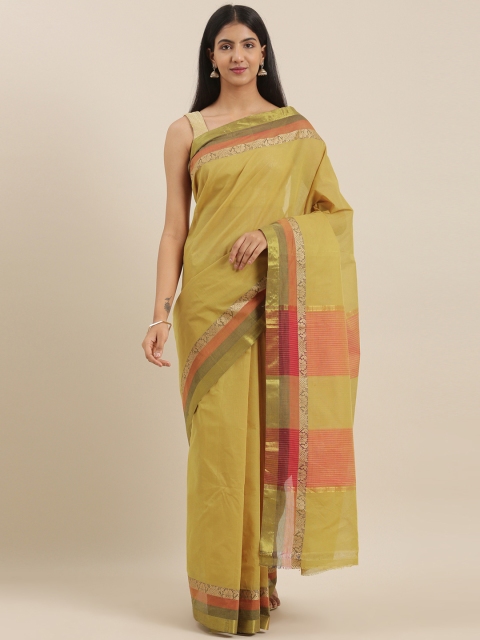 

The Chennai Silks Green Pure Cotton Solid Chettinad Saree