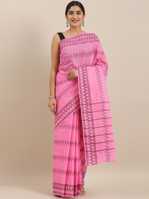 

The Chennai Silks Pink & Maroon Pure Cotton Woven Design Saree