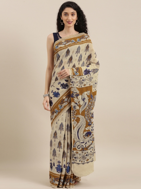 

The Chennai Silks Classicate Beige & Brown Pure Cotton Kalamkari Printed Saree