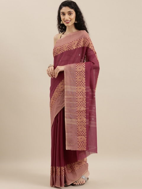 

The Chennai Silks Maroon Pure Cotton Woven Design Chettinad Saree