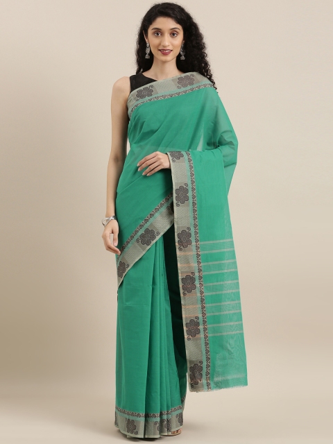 

The Chennai Silks Green Pure Cotton Solid Chettinad Saree