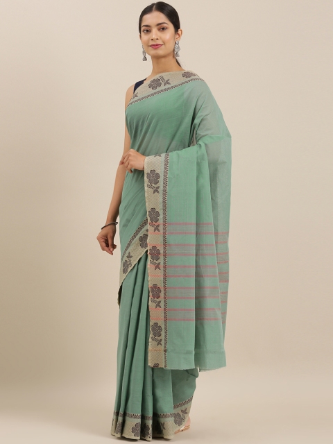 

The Chennai Silks Classicate Green Pure Cotton Solid Chettinad Saree