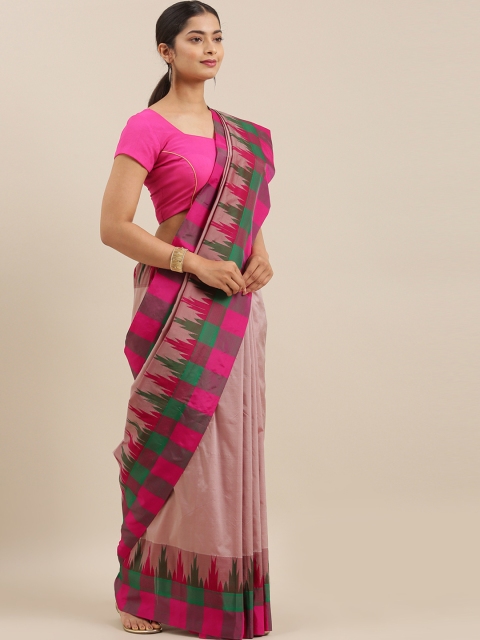 

The Chennai Silks Brown & Pink Pure Kadiyal Silk Solid Saree