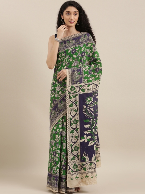 

The Chennai Silks Green & Blue Pure Cotton Printed Saree