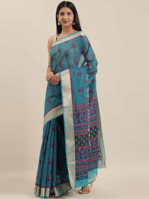 

The Chennai Silks Classicate Blue & Pink Pure Cotton Printed Saree