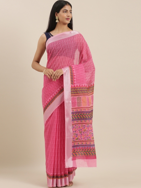 

The Chennai Silks Classicate Pink Printed Pure Cotton Saree