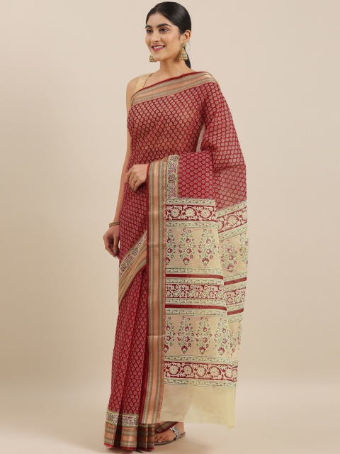 

The Chennai Silks Classicate Red & Beige Pure Cotton Printed Saree