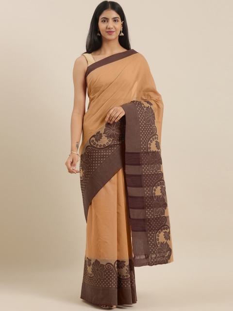 

The Chennai Silks Brown Pure Cotton Solid Chettinad Saree