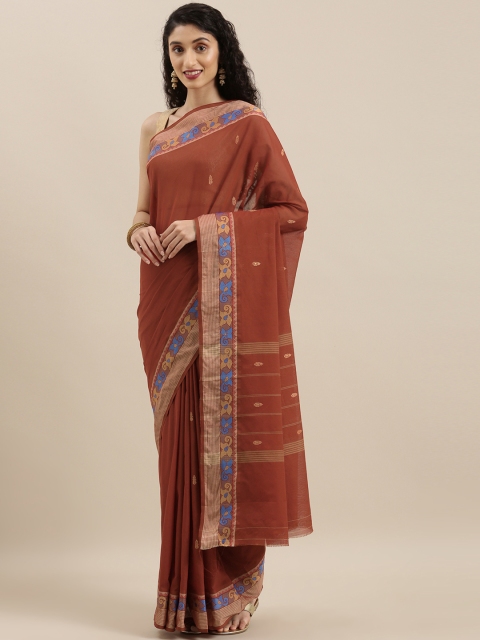 

The Chennai Silks Classicate Rust Brown Pure Cotton Woven Design Chettinad Saree