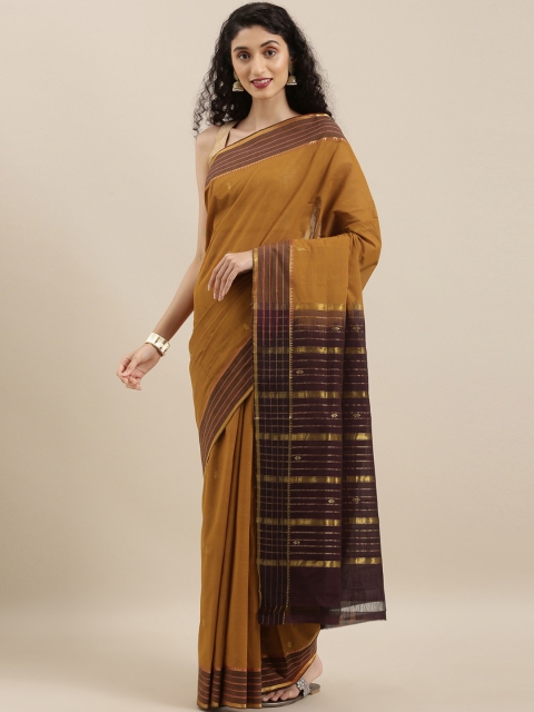 

The Chennai Silks Classicate Mustard Yellow Woven Design Pure Cotton Saree