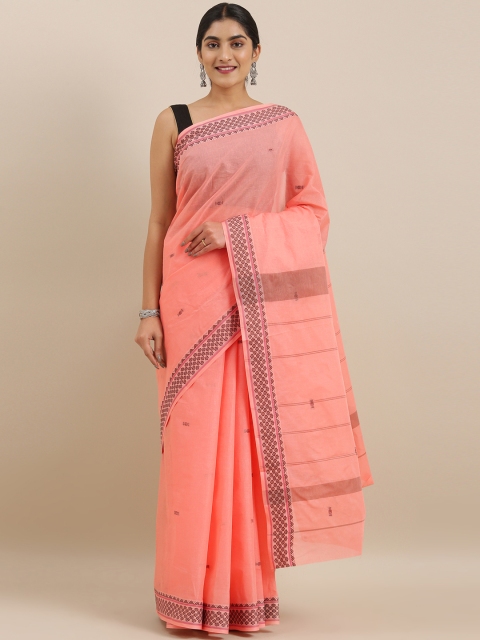 

The Chennai Silks Peach-Coloured Woven Design Pure Cotton Saree