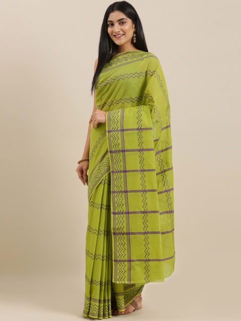 

The Chennai Silks Green & Brown Pure Cotton Woven Design Saree