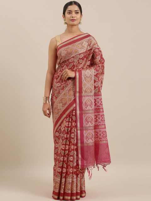 

The Chennai Silks Red & White Organza Woven Design Saree