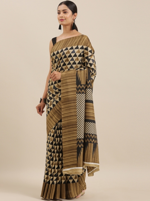 

The Chennai Silks Classicate Beige & Black Printed Saree