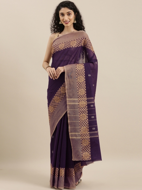 

The Chennai Silks Classicate Violet Pure Cotton Woven Design Chettinad Saree