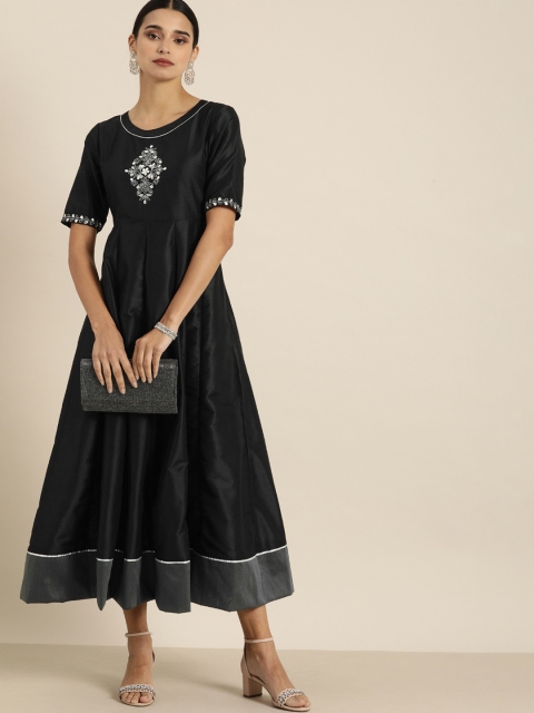 

all about you Women Black Embroidered Maxi Dress