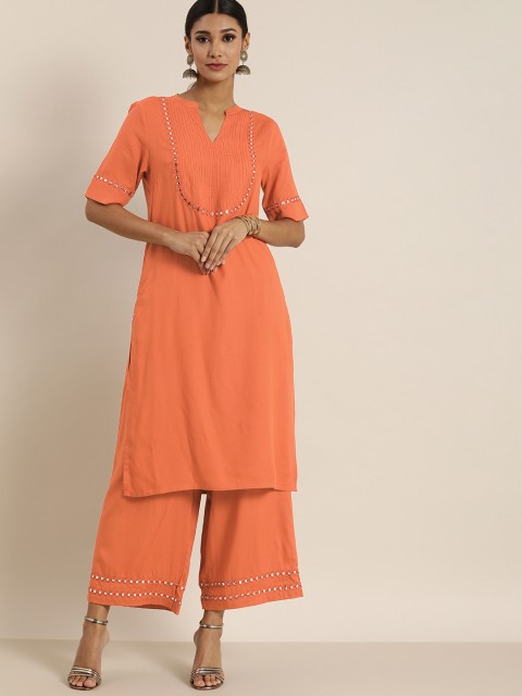 

all about you Women Orange Yoke Design Kurta with Palazzos