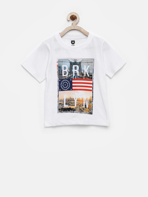

612 League Boys White Printed T-shirt