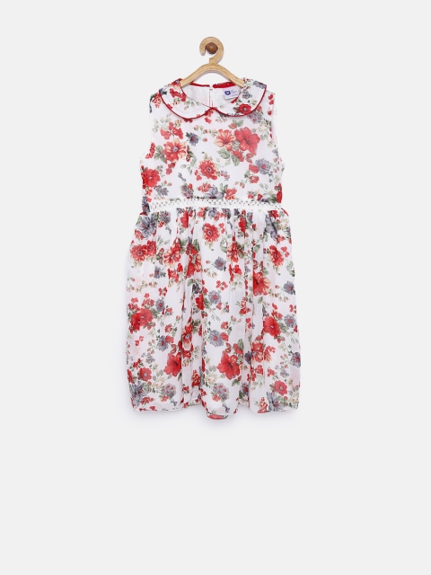 

612 League Girls Off-White Printed Fit & Flare Dress