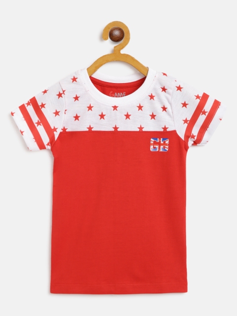 

GAME BEGINS Boys Red & White Colourblocked Round Neck T-shirt