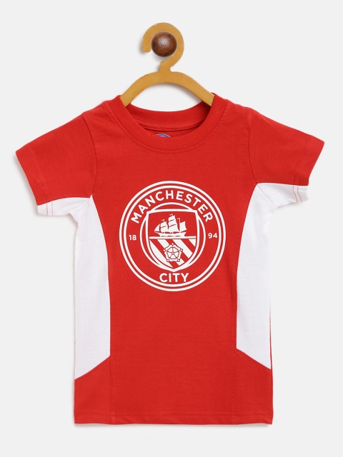 

GAME BEGINS Boys Red & White Manchester Football CLub Logo Print Pure Cotton T-shirt