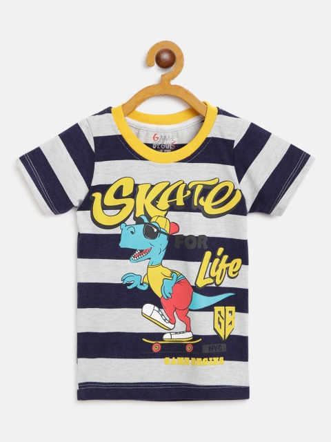 

GAME BEGINS Boys Assorted Pure Cotton Striped Round Neck T-shirt