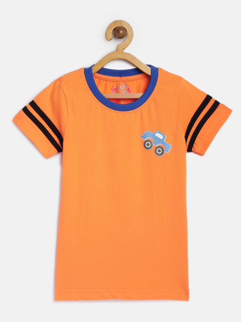 

GAME BEGINS Boys Orange Solid Round Neck T-shirt