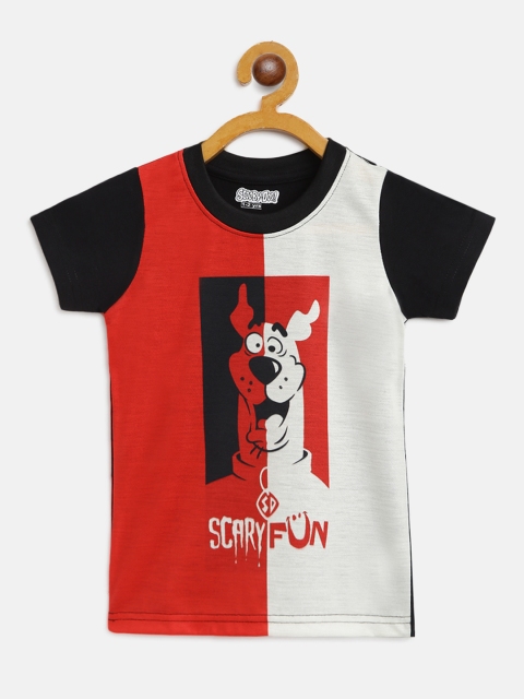 

GAME BEGINS Boys Red & Off-White Pure Cotton Scooby Doo Print Round Neck T-shirt