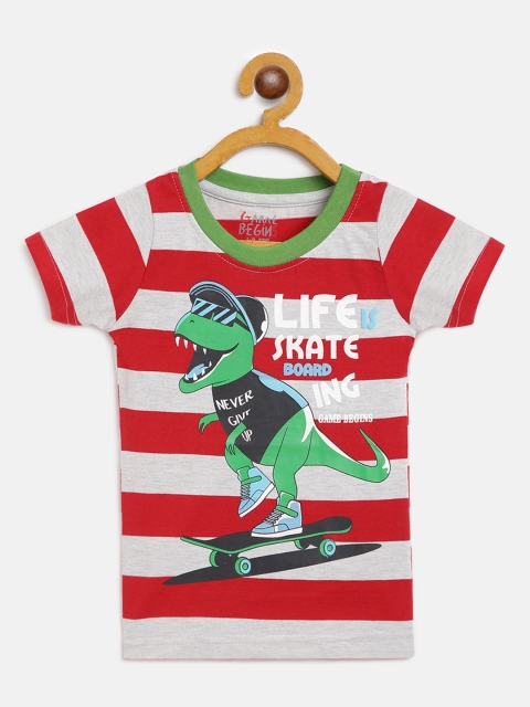

GAME BEGINS Boys Assorted Pure Cotton Striped Round Neck T-shirt
