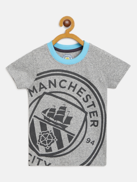 

GAME BEGINS Boys Grey Manchester Football Club Logo Print Pure Cotton Round Neck T-shirt